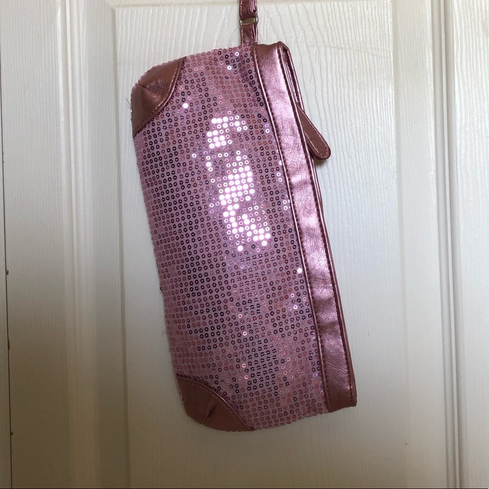 Pink Sequined Wristlet